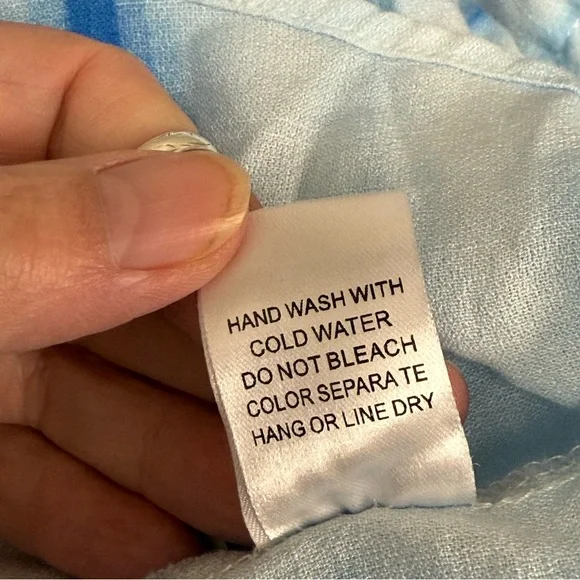 BiBi Blue Tie-Dye Ruffle Sleeve Blouse XL Boho Chic Summer Casual Top - Picture 7 of 8